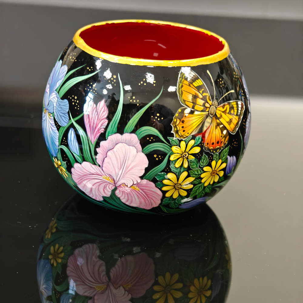 Вазочка с ручной росписью Палех "Ирисы"