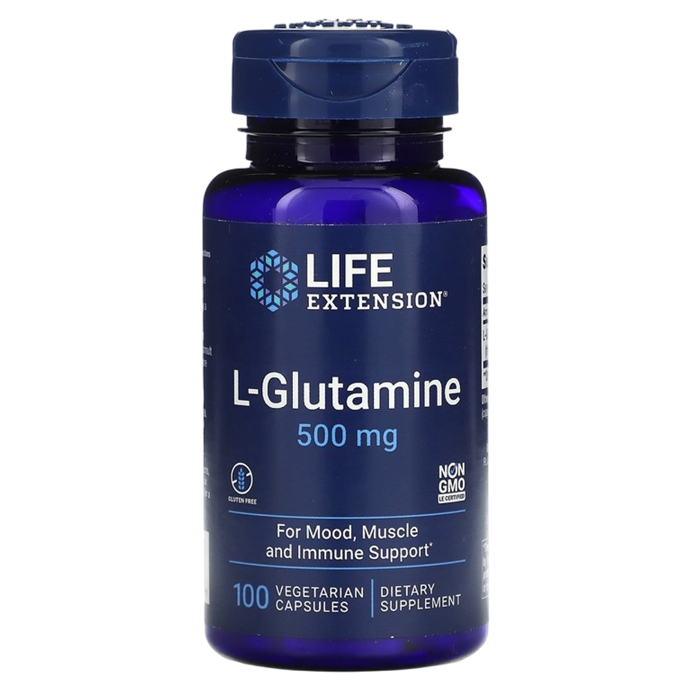Life Extension L-Glutamine 500 mg 100 Veg Caps , Глютамин