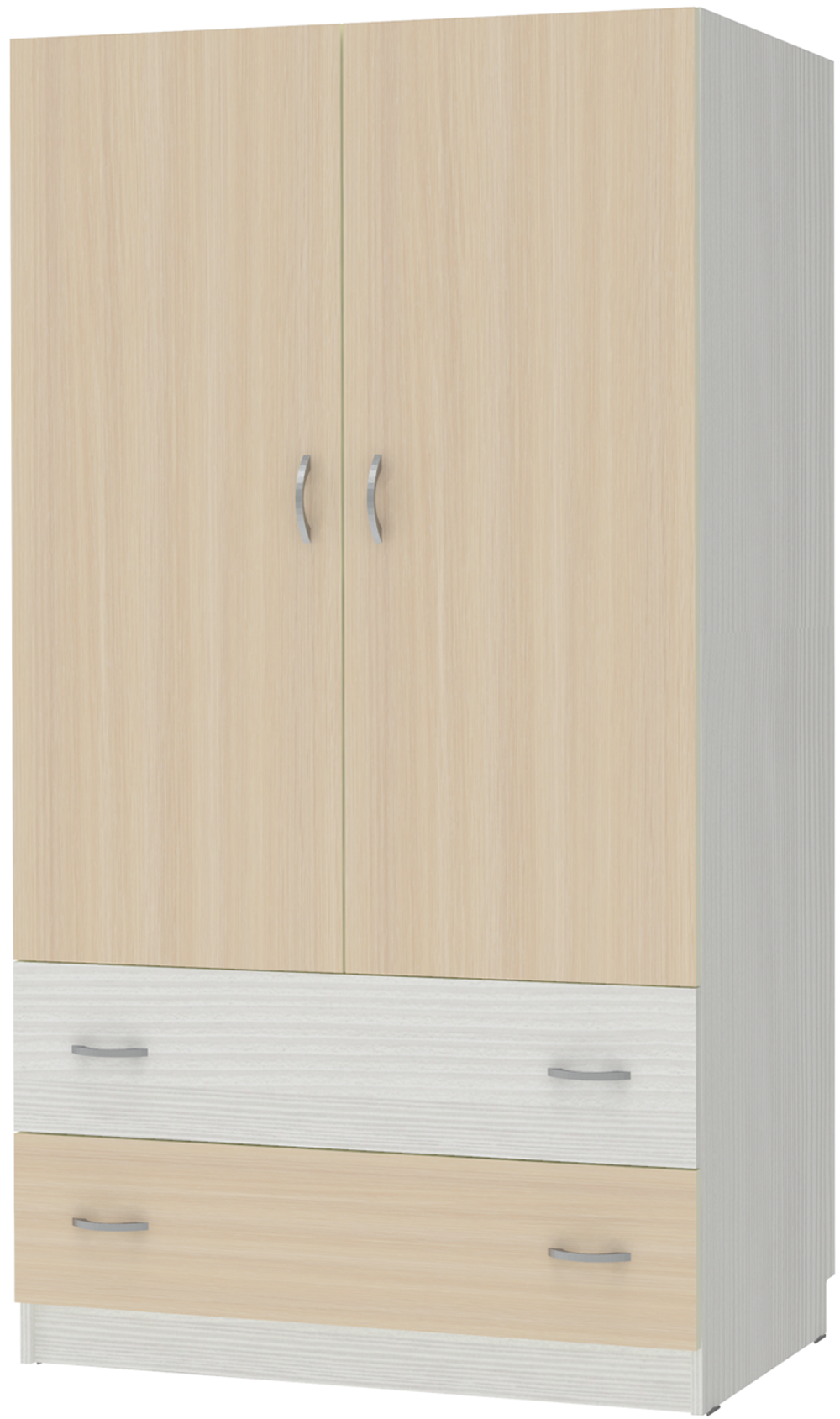 Шкаф 2-х створчатый КарИВи Кадет Белое Дерево  Дуб Молочный