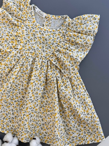 Платье из муслина для малышек «Цветочное», цвет желтый