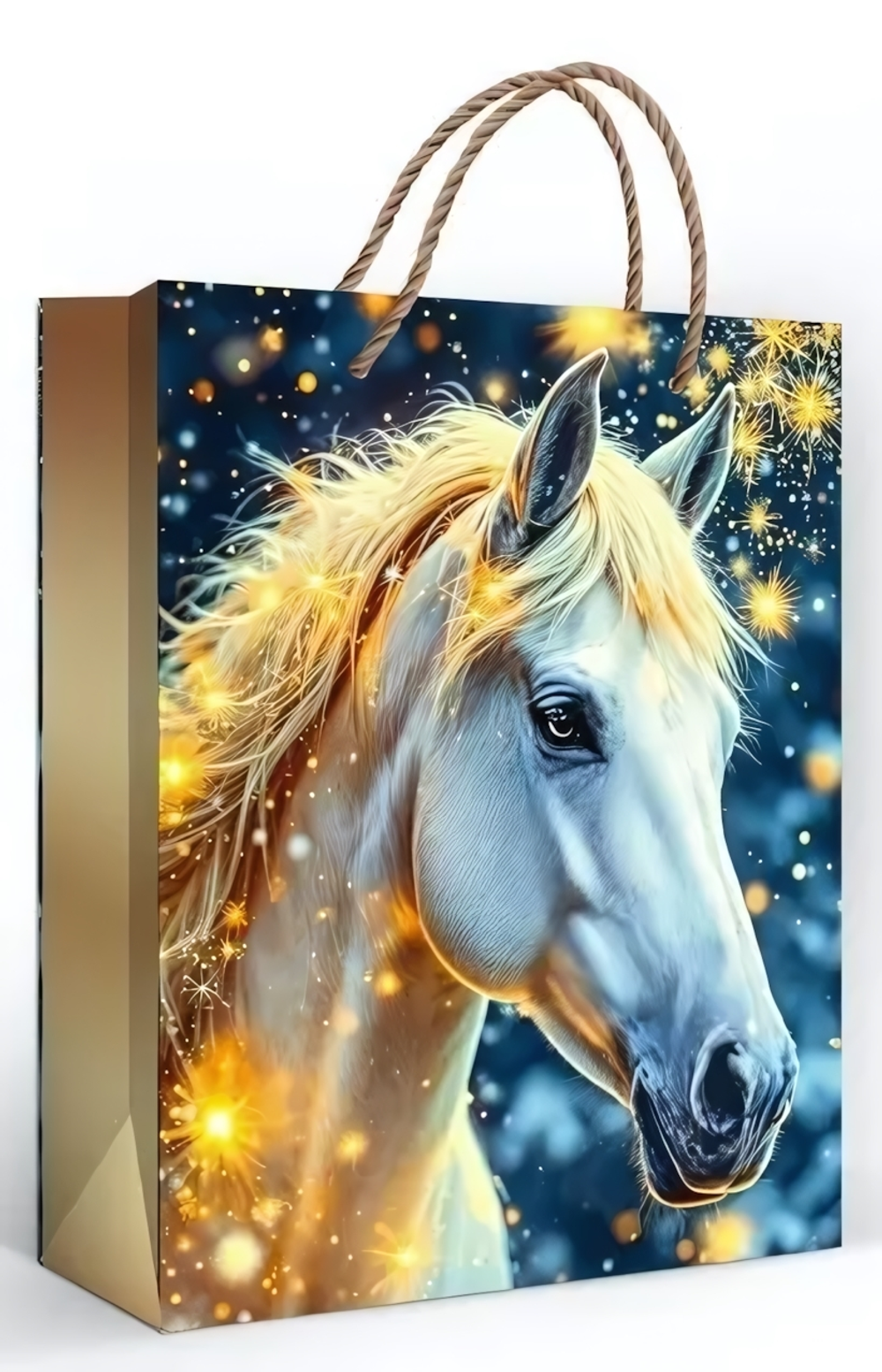 Пакет подарочный ламинированный M "Лошадь белая" 70000831 (Мир поздравлений)