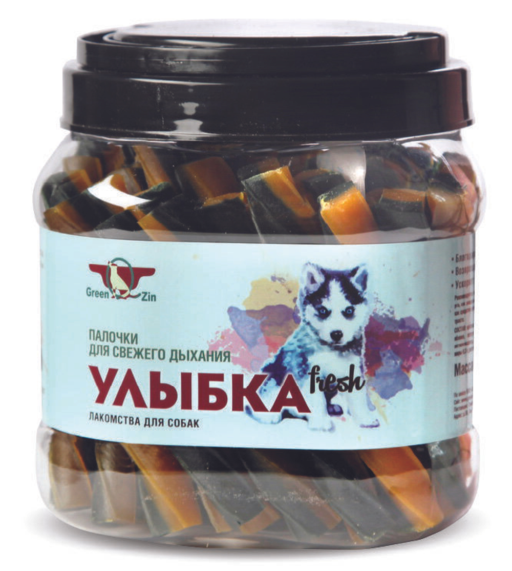 Лакомство для собак "Грин Кьюзин" GREEN QZIN УЛЫБКА FRESH ( Мягкие жевательные палочки для свежести дыхания) 1012 гр