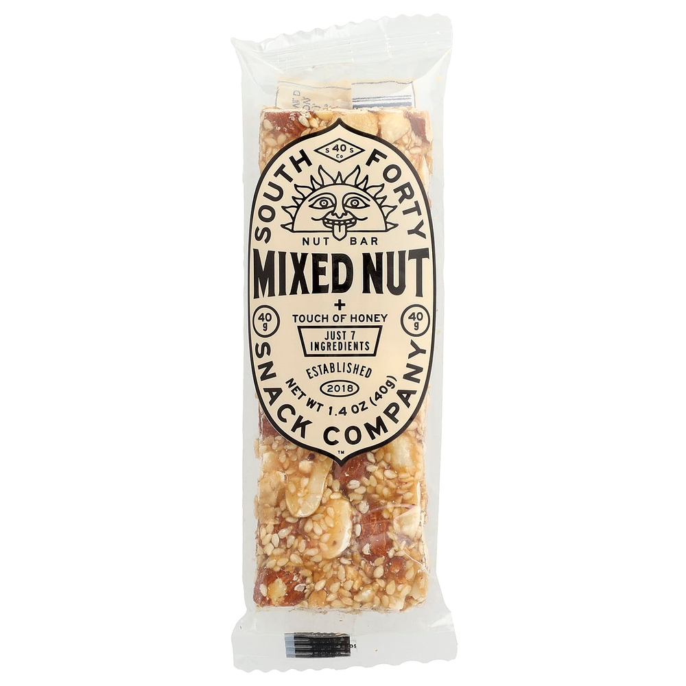 South Forty Snack Company, ореховый батончик, смесь орехов и меда, 4 батончика по 40 г (1,4 унции)
