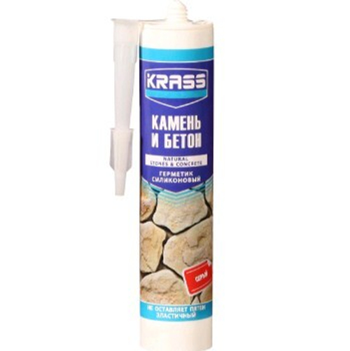 Герметик силикон. KRASS для бетона и натур. камня  серый 300мл   новый штрих-код !! * стоп цена