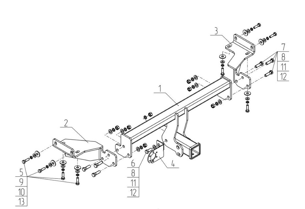 Фаркоп для Kia Sportage дорестайл 2016-2018 Тип шара: E. Нагрузки: 2000/100 кг, KI 32B