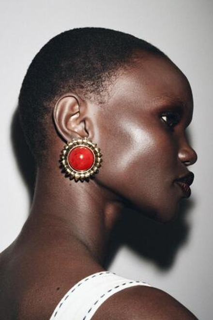 ZARA СЕРЬГИ «СОЛНЦЕ» С КАМНЯМИ, ЗОЛОТИСТЫЙ