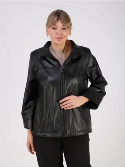 Кожаная куртка демисезонная натуральная оверсайз