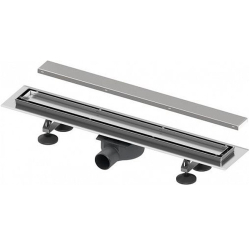 Комплект TECE TECElinus для монтажа дренажного канала 2 в 1, 90 см сифон 0, 8 л/с, 4 опоры, с основой для плитки tile и решеткой steel, Хром матовый 15103099