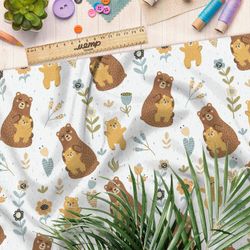 Ткань интерлок медведи и медвежата