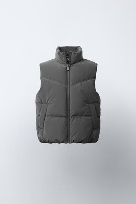 ZARA СТЕГАНЫЙ ЖИЛЕТ, АНТРАЦИТОВО-СЕРЫЙ