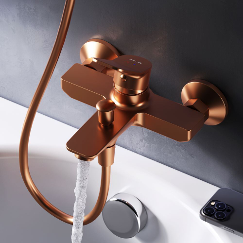 Смеситель для ванны и душа, розовое золото AM.PM X-Joy F85A10044