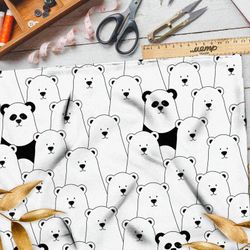 Ткань атлас толпа белых медведей