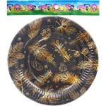 Тарелка бумажная 18 см в наборе 10 шт «Хвойная веточка», черный