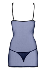 Синяя сорочка с кружевом на косточках Auroria Chemise LXL (46-48) (Цвет: синий, голубой)