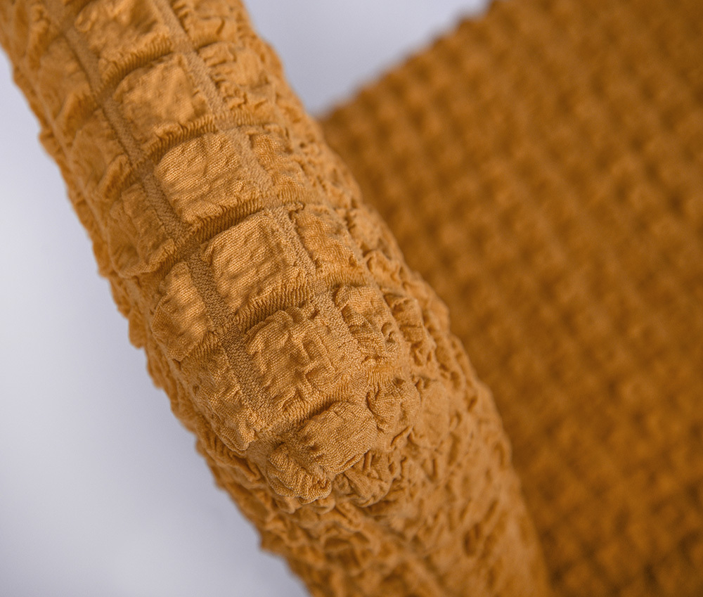 Чехол на стул без оборки со спинкой, цвет Горчичный, Набор 2 шт.