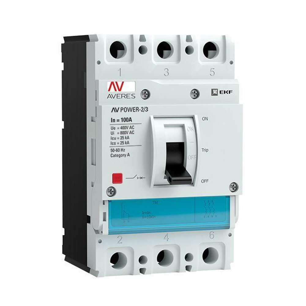 Выключатель автоматический 3п 100А 35кА AV POWER-2/3 TR AVERES EKF mccb-23-100-TR-av
