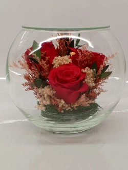 Натуральные розы в стекле, вакуум