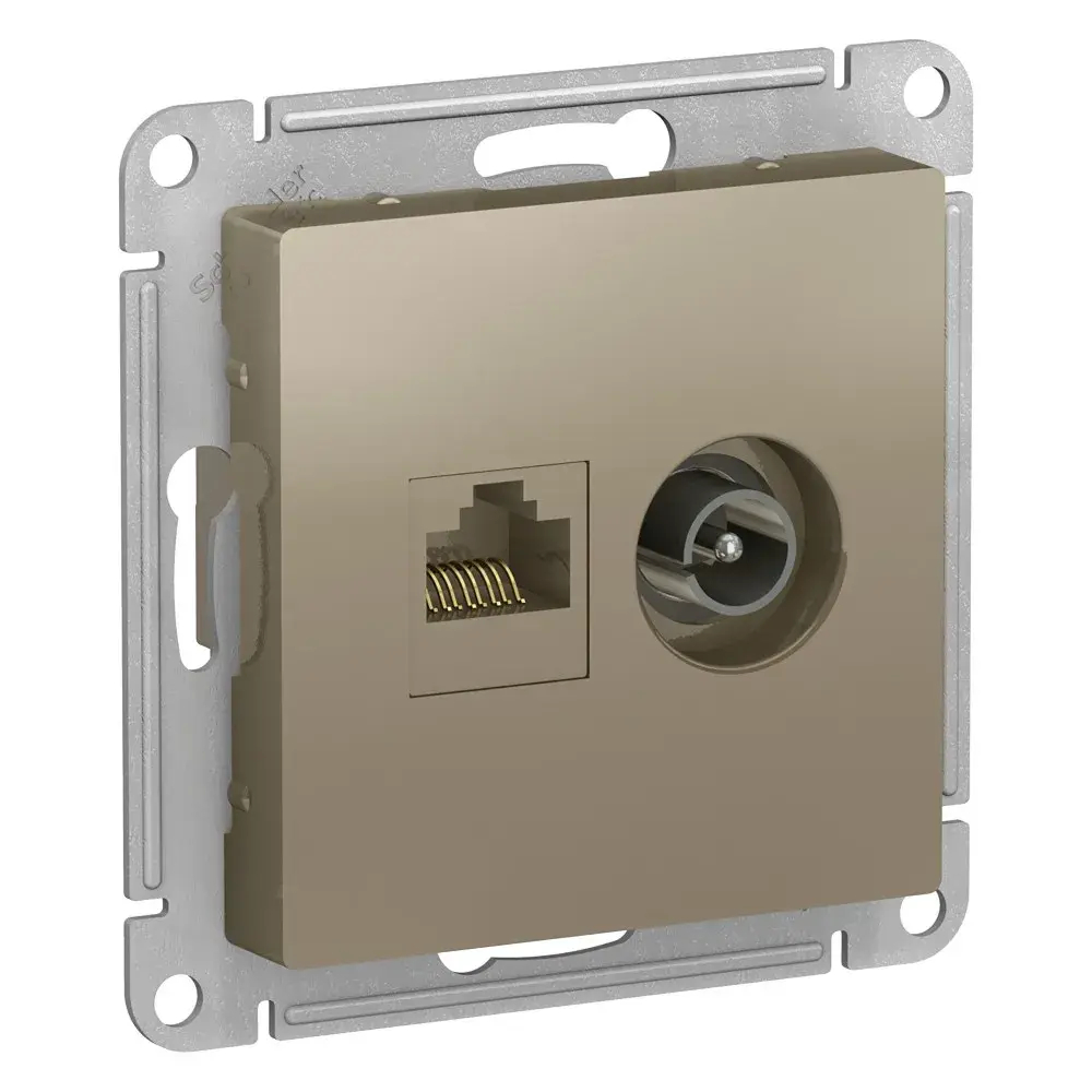 ATLASDESIGN РОЗЕТКА двойная ТВ + компьютерная RJ45 кат. 5e, механизм, ШАМПАНЬ