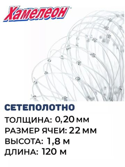 Сетеполотно леска 0,20мм, ячея 22мм, высота 1,8м