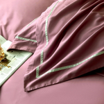 Комплект постельного белья Однотонный Сатин Премиум широкий кант на резинке OCPKR021