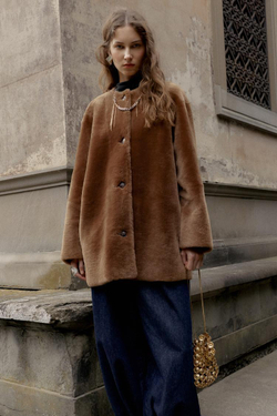 ZARA ДВУСТОРОННЕЕ ПАЛЬТО ИЗ 100% КОЖИ, КОРИЧНЕВЫЙ