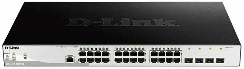 Сетевое оборудование D-Link DGS-1210-28MP ME B2A PROJ Управляемый L2 коммутатор с 24 портами 10 100 1000Base-T и 4 портами 1000Base-X SFP 24 порта