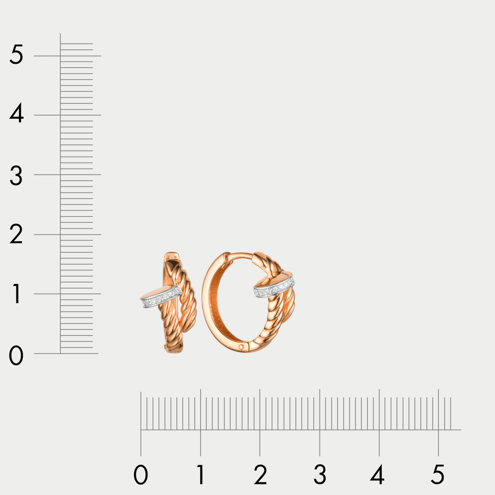 Серьги с фианитами женские из розового золота 585 пробы (арт. С4977)