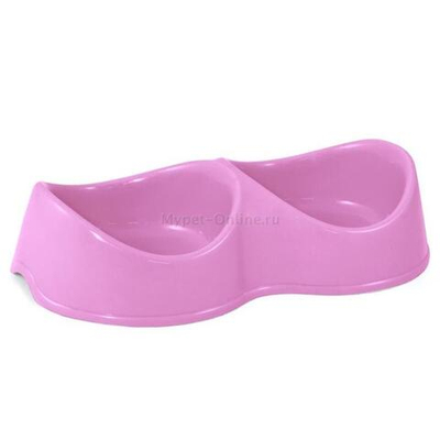 Миска пластиковая двойная "Бисквит", сиреневая, 2*0,2л, Gamma