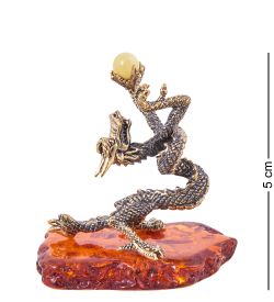 Народные промыслы AM-3814 Фигурка «Дракон Водный» (латунь, янтарь)