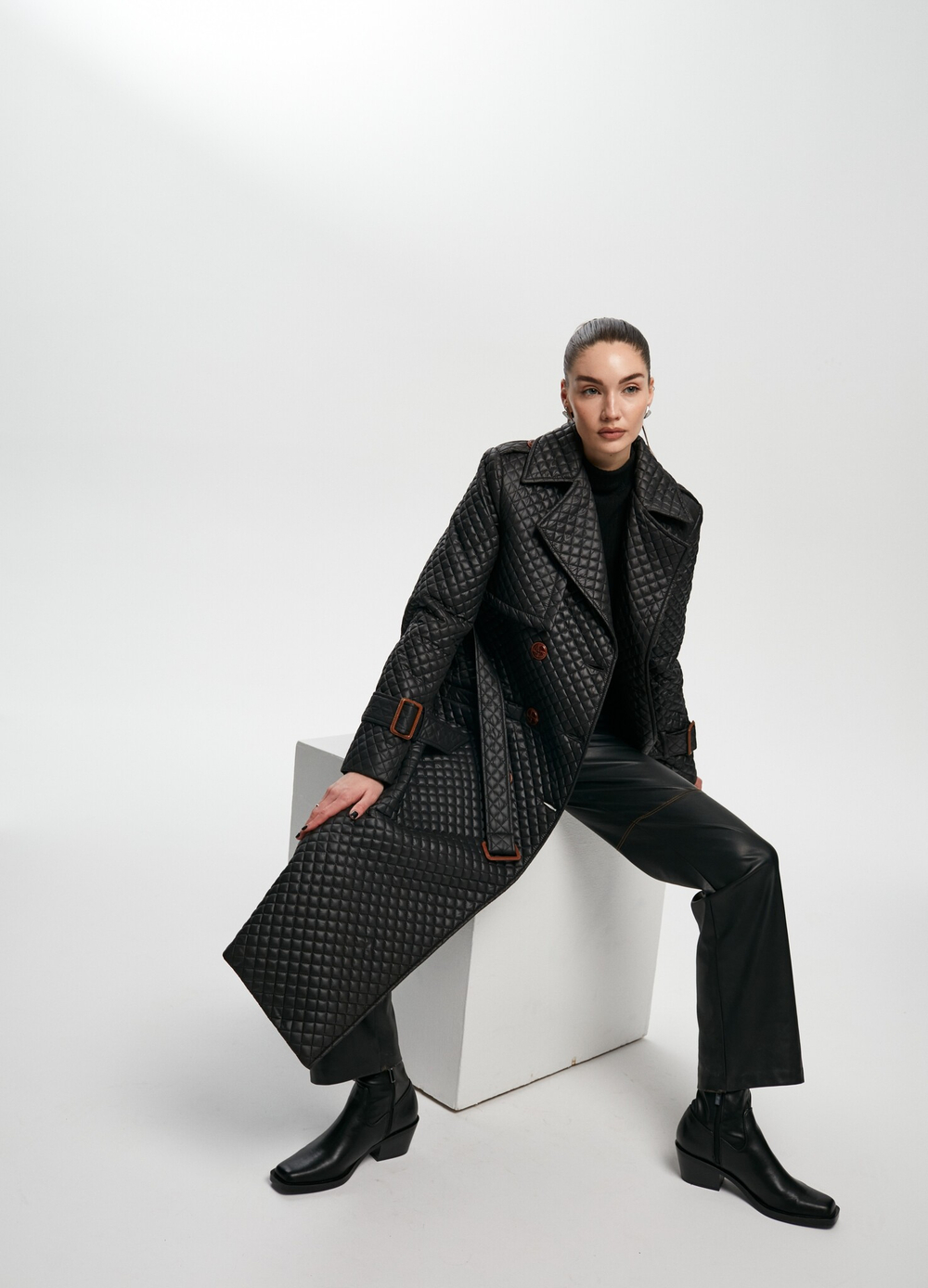 Тренч стеганый черный осень old