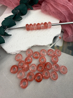 Подвеска бублик из клубничного кварца 14*8 мм, 2 штуки