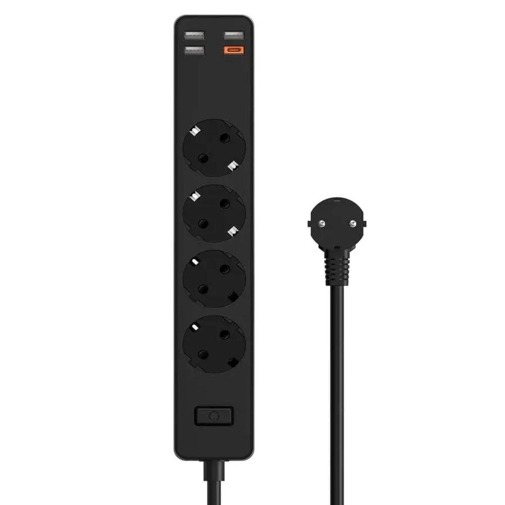 Сетевой фильтр-удлинитель WiWU PD20W Power Strip U01 EU (4 розетки/3xUSB 3.0/1xType-C) 160 см (черный)