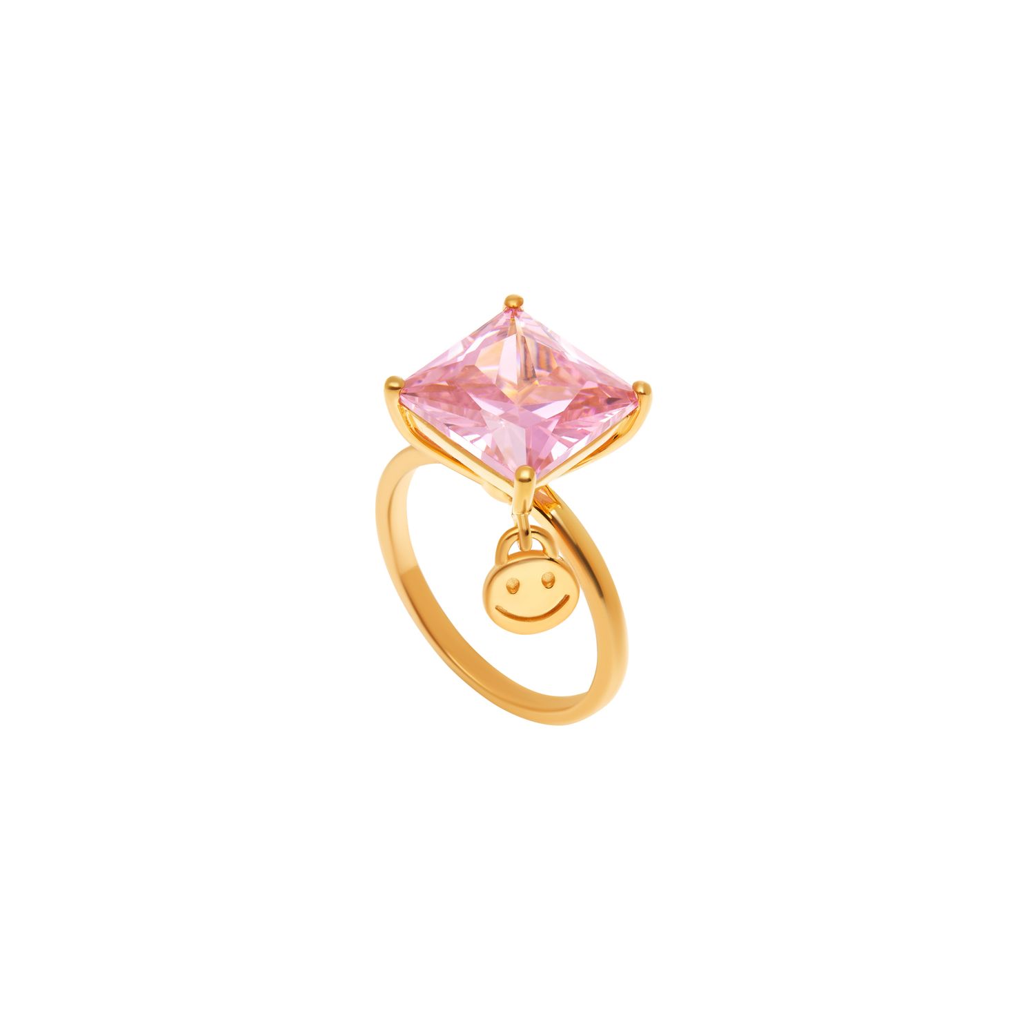 Кольцо Crystal Square Smile Ring - Pink