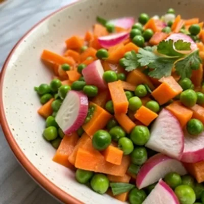 Глазированные весенние овощи с мятной заправкой