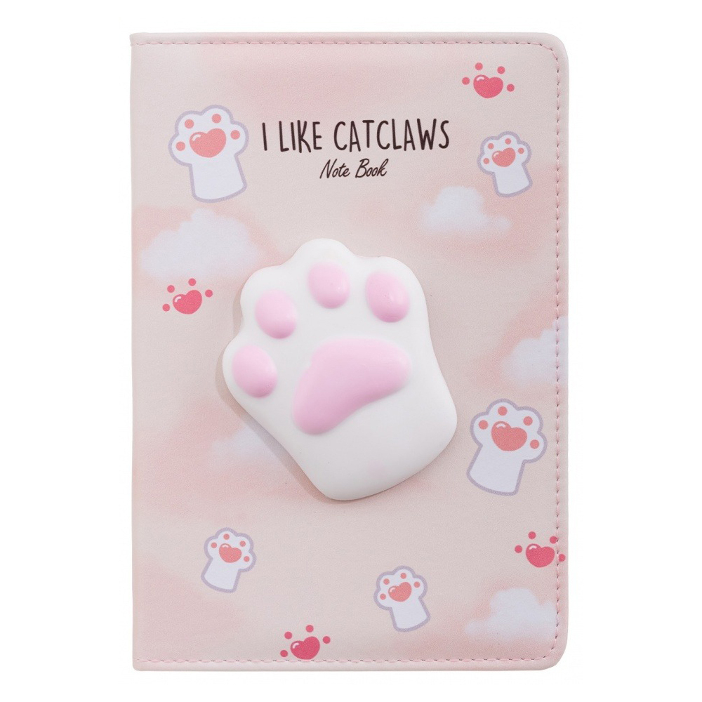 Блокнот Basir, формат А5, серия "Лапки", мягкая обложка, с игрушкой сквиш, 80 листов, размер 21*14.3 см