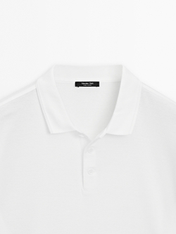 Massimo Dutti Поло с короткими рукавами и воротником, белый