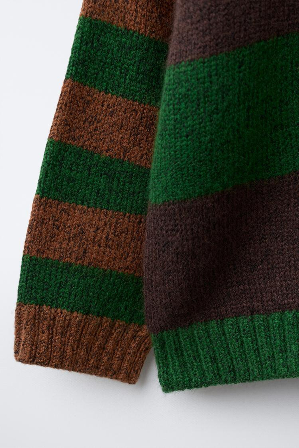 ZARA ТРИКОТАЖНОЕ ПОЛО В ПОЛОСКУ, КОРИЧНЕВЫЙ/ЗЕЛЕНЫЙ