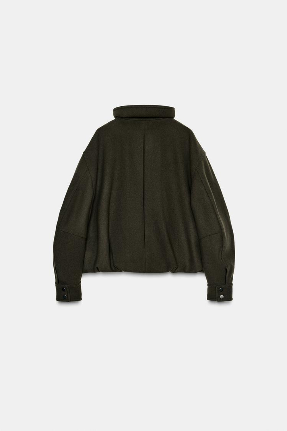 ZARA МИНИМАЛИСТИЧНАЯ КУРТКА-БОМБЕР С ШЕРСТЬЮ — ZW COLLECTION, ХАКИ