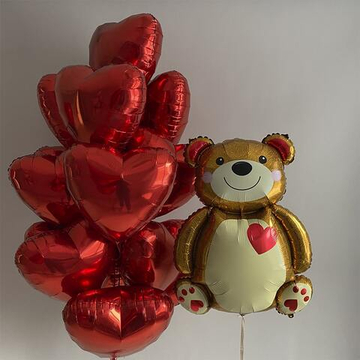 Сет шаров «Мишка с сердцами»