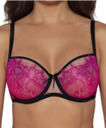 Соблазнительный бюстгальтер с кружевом с ресничками (Размер: 65F) (Цвет: розовый)