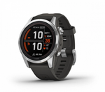 Смарт-часы Garmin Fenix 7S Pro Solar серебристый с черным силиконовым ремешком (010-02776-01)