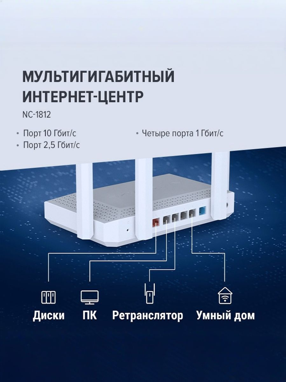 Мультигигабитный интернет-центр Netcraze Ultra (NC-1812) с Мультигигабитный интернет-центр с Mesh Wi-Fi 7 BE7200
