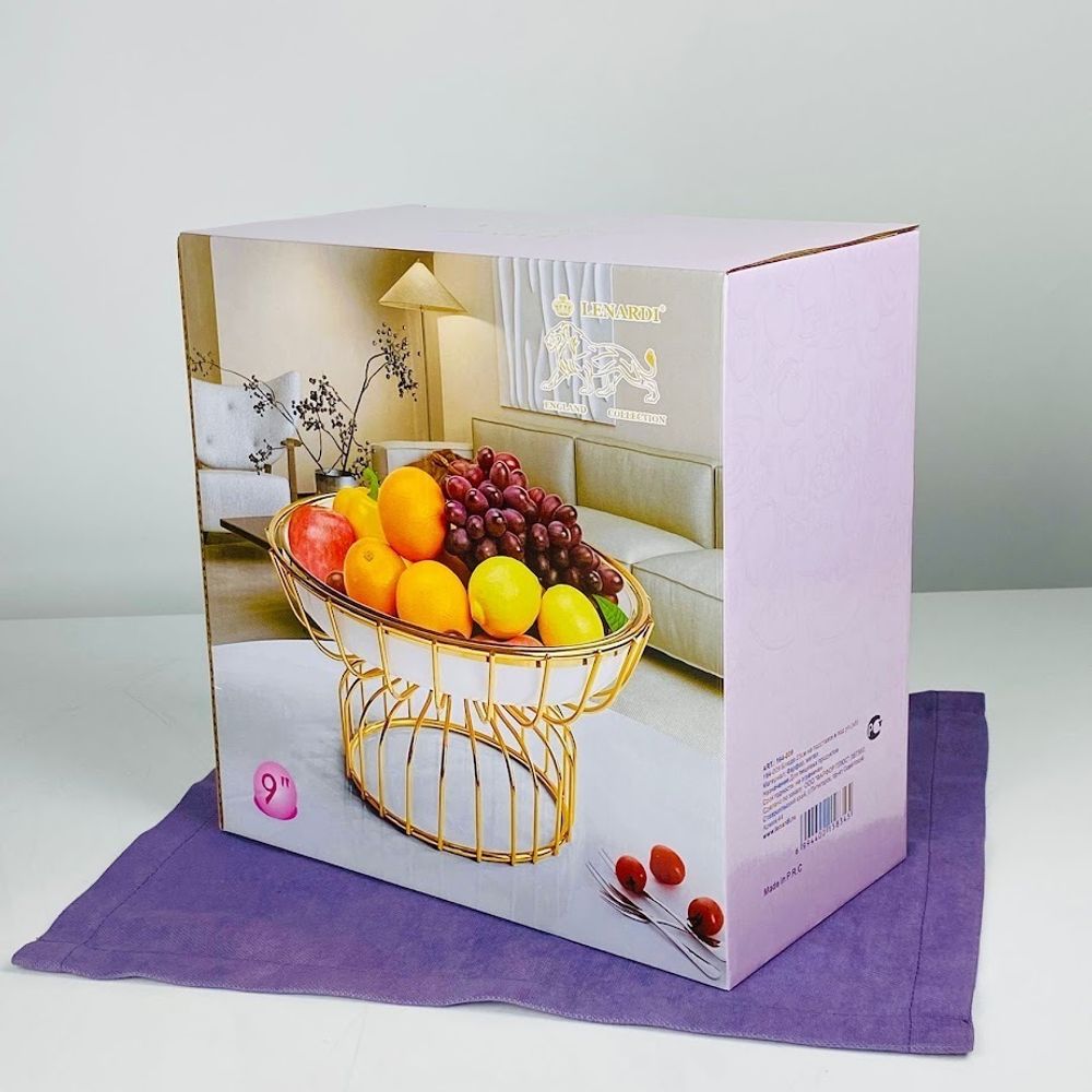 Lenardi 164-009 Блюдо 23см на подставке MULTICOLOR в под.уп.(х8)Фарфор