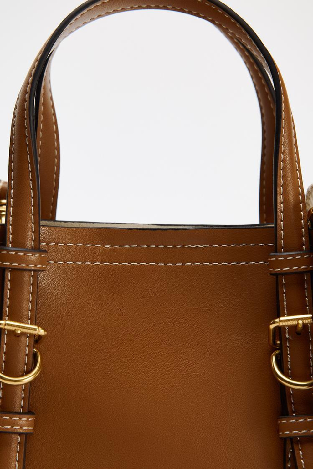 ZARA МИНИ СУМКА-ТОУТ, РЫЖЕВАТО-КОРИЧНЕВЫЙ