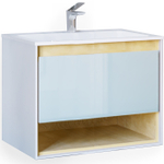 Тумба с раковиной Jorno Glass 80 см Gla.01.77/P/W белая