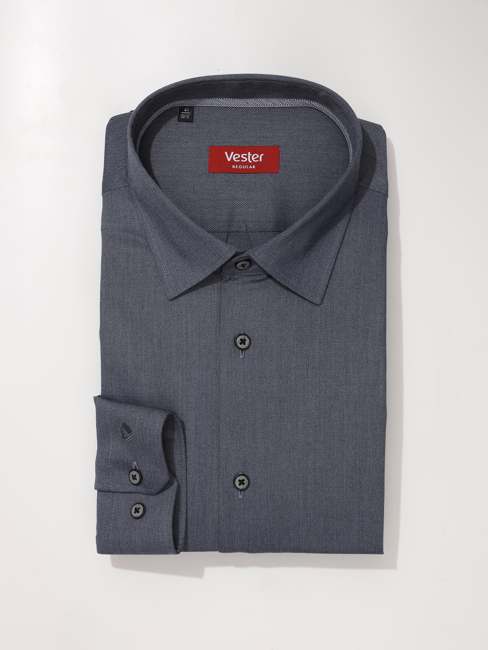 Сорочка мужская VESTER длинный рукав, цвет темно-серый 54618 18