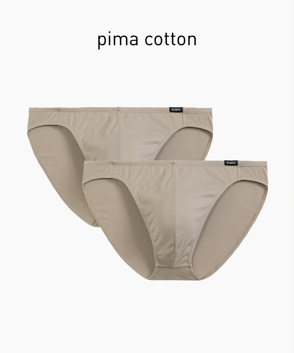 Мужские трусы слипы мини Atlantic, набор из 2 шт., пима хлопок, бежевые, Basic 2BMP-014