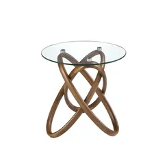 Приставной столик 2126/LT20051 из стекла и ореха