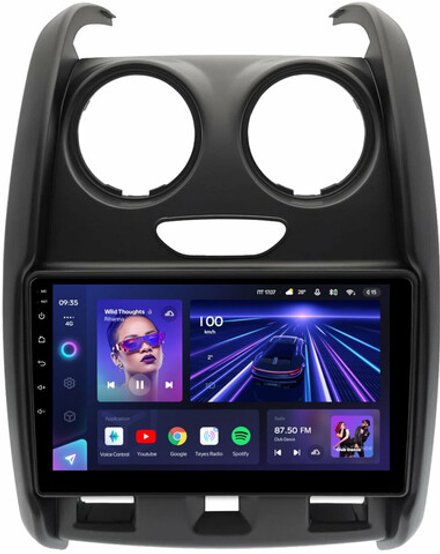 Магнитола для Renault Duster 1 2015-2020, Lada Largus 2021+ (мультируль/джойстик, рамка большая матовая) - Teyes CC3L монитор 9" IPS на Android 10, 8-ядер, CarPlay, 4G SIM-слот