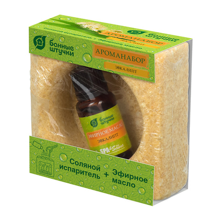 Ароманабор для бани и сауны (соляной испаритель 700г,масло эфирное Эвкалипт 15мл)